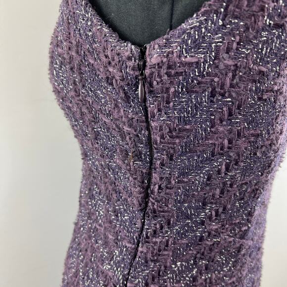 Lopez Knudsen Dress Purple Violet Silver Tweed Houndstooth Sleeveless Sheath 4 - Picture 5 of 8